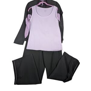 Tek Gear track suit 3 piece L includes coordinating chicos tank all zippers work